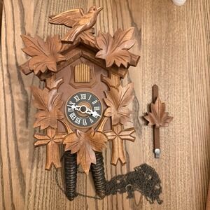 Hubert Herr Triberg West Germany Cuckoo Clock Vintage Hand Carved Wood Working